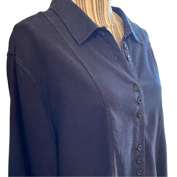 Christopher & Banks button down shirt, size 1X,linen/rayon blend,dusty navy blue - Picture 4 of 6